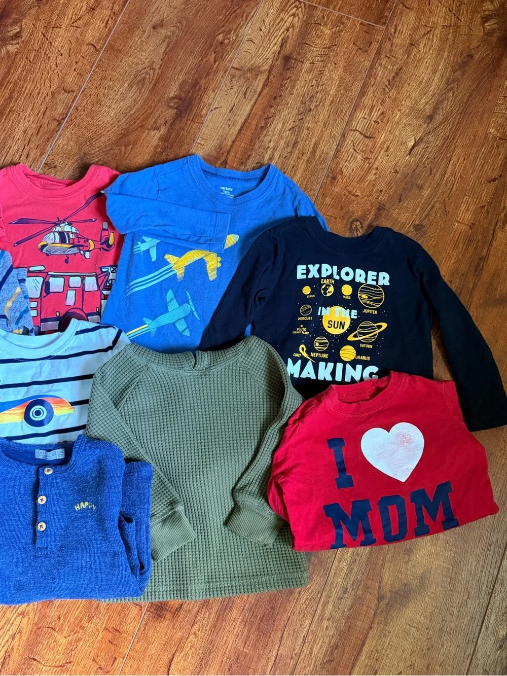 Carter's Multi-Color Kids Long-Sleeve Tee Bundle - Red, Blue, Green, Black